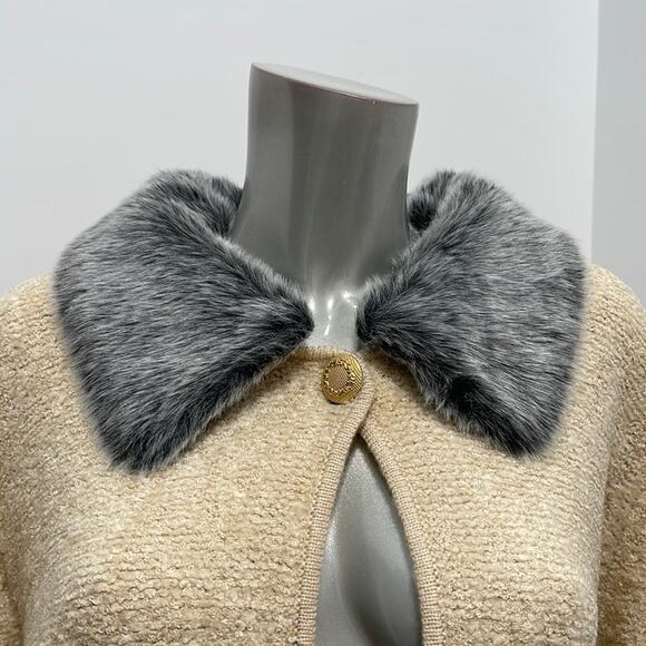 Vintage 90's Side Effects Beige  Knit Sweater Cardigan  Open Front  Size XL - Picture 13 of 14